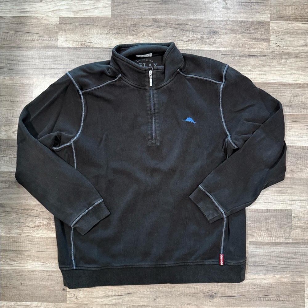 Tommy Bahama Black Quarter-Zip Pullover Sweater